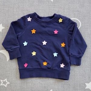 Hanna Andersson Navy Star Crewneck Sweatshirt Size 3 90cm